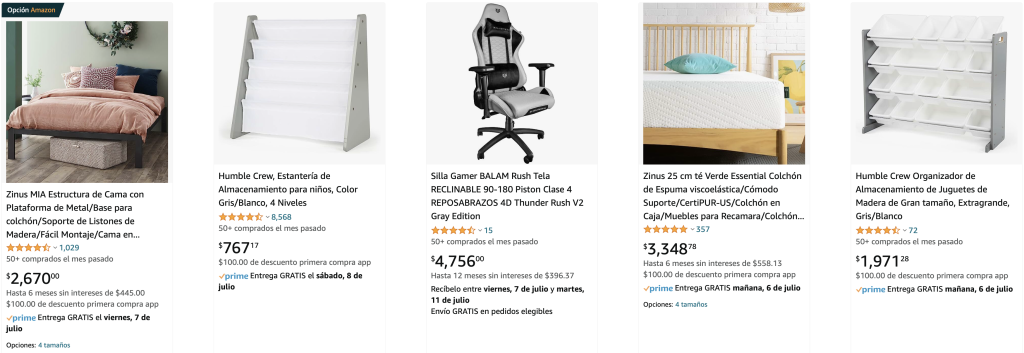 Amazon lanza su nueva sección de Muebles